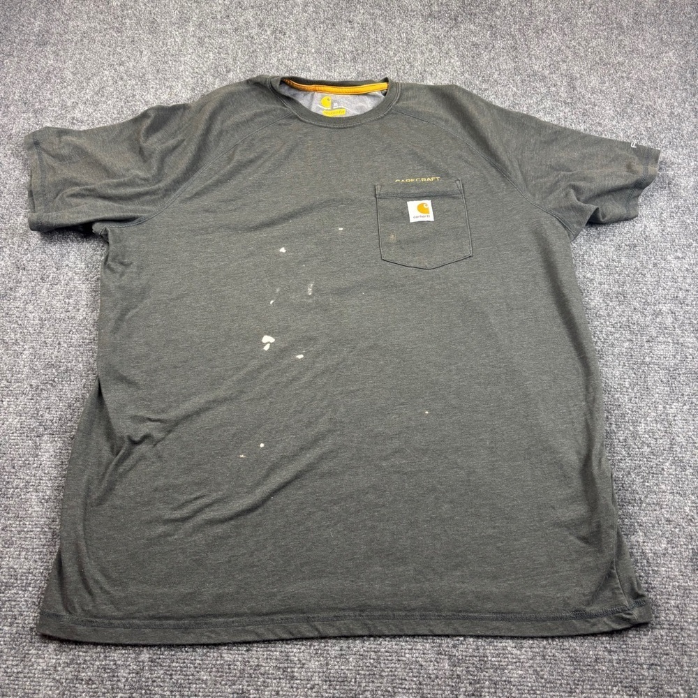 CARHARTT Heathered Grey Front Pocket Short Sleeve Shirt Relaxed Fit Carecraft XL